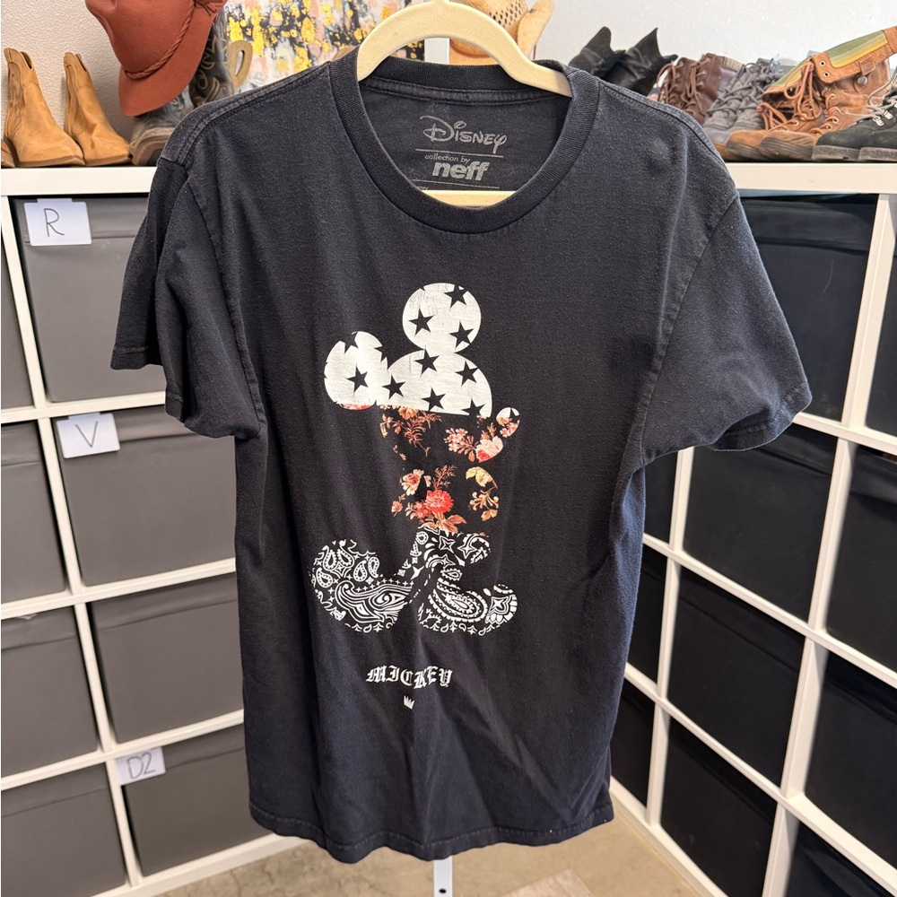 Disney Neff Collab Mickey Mouse Graphic Paisley and Floral T-Shirt